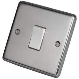 eurolite Eurolite 20A 1 Gang Intermediate Switch White Insert Polished Stainless Steel - eurolite Eurolite 20A 1 Gang Intermediate Switch White Insert Polished Stainless Steel