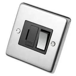 eurolite Eurolite 13A DP Switched Fused Spur Metal / Black Insert Polished Stainless Steel - eurolite Eurolite 13A DP Switched Fused Spur Metal / Black Insert Polished Stainless Steel