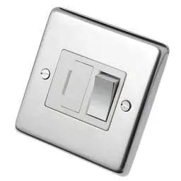 eurolite Eurolite 13A DP Switched Fused Spur Metal / White Insert Polished Stainless Steel - eurolite Eurolite 13A DP Switched Fused Spur Metal / White Insert Polished Stainless Steel