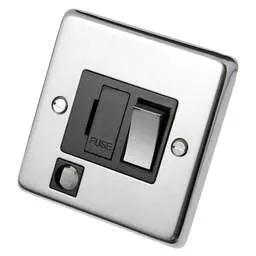 eurolite Eurolite 13A DP Switched Fuse Spur F/Outlet Metal / Black Insert Polished Stainless Steel - eurolite Eurolite 13A DP Switched Fuse Spur F/Outlet Metal / Black Insert Polished Stainless Steel