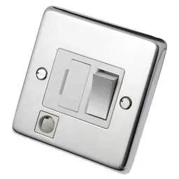 eurolite Eurolite 13A DP Switched Fuse Spur F/Outlet Metal / White Insert Polished Stainless Steel - eurolite Eurolite 13A DP Switched Fuse Spur F/Outlet Metal / White Insert Polished Stainless Steel