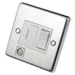 eurolite Eurolite 13A DP Switched Fuse Spur with Flex Outlet White Insert Polished Stainless Steel - eurolite Eurolite 13A DP Switched Fuse Spur with Flex Outlet White Insert Polished Stainless Steel