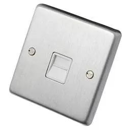 eurolite Eurolite 1 Gang Master Telephone Socket White Insert Satin Stainless Steel - eurolite Eurolite 1 Gang Master Telephone Socket White Insert Satin Stainless Steel