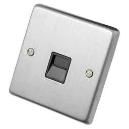 eurolite Eurolite 1 Gang Master Telephone Socket Black Insert Satin Stainless Steel - eurolite Eurolite 1 Gang Master Telephone Socket Black Insert Satin Stainless Steel
