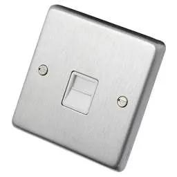 eurolite Eurolite 1 Gang Slave Telephone Socket White Insert Satin Stainless Steel - eurolite Eurolite 1 Gang Slave Telephone Socket White Insert Satin Stainless Steel