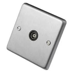 eurolite Eurolite 1 Gang Coaxial Outlet Black Insert Satin Stainless Steel - eurolite Eurolite 1 Gang Coaxial Outlet Black Insert Satin Stainless Steel
