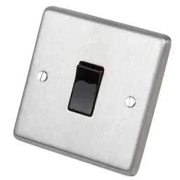 eurolite Eurolite 20A DP Switch Black Insert Satin Stainless Steel - eurolite Eurolite 20A DP Switch Black Insert Satin Stainless Steel