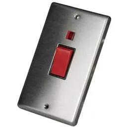 eurolite Eurolite 45A DP 2 Gang Vertical Switch with Neon Black Insert Satin Stainless Steel - eurolite Eurolite 45A DP 2 Gang Vertical Switch with Neon Black Insert Satin Stainless Steel