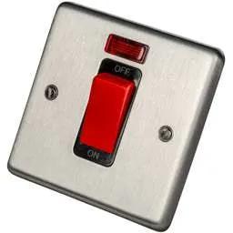 eurolite Eurolite 45A DP 1 Gang Switch with Neon Black Insert Satin Stainless Steel - eurolite Eurolite 45A DP 1 Gang Switch with Neon Black Insert Satin Stainless Steel