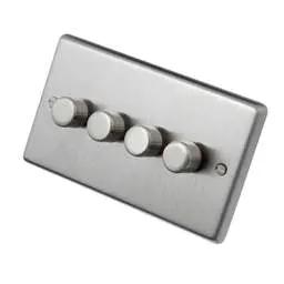 eurolite Eurolite 400W 4 Gang Dimmer Switch Satin Stainless Steel - eurolite Eurolite 400W 4 Gang Dimmer Switch Satin Stainless Steel