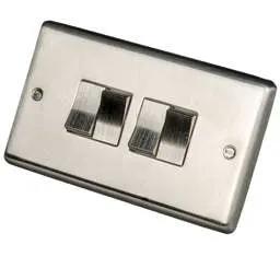 eurolite Eurolite 10A 4 Gang 2 Way Light Switch Satin Stainless Steel - eurolite Eurolite 10A 4 Gang 2 Way Light Switch Satin Stainless Steel