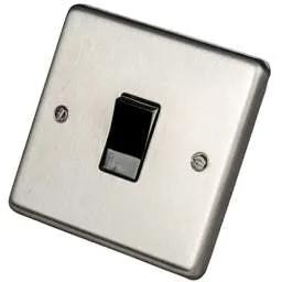 eurolite Eurolite 20A 1 Gang Intermediate Switch Black Insert Satin Stainless Steel - eurolite Eurolite 20A 1 Gang Intermediate Switch Black Insert Satin Stainless Steel