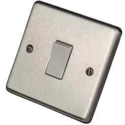 eurolite Eurolite 20A 1 Gang Intermediate Switch White Insert Satin Stainless Steel - eurolite Eurolite 20A 1 Gang Intermediate Switch White Insert Satin Stainless Steel