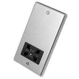 eurolite Eurolite Dual Voltage Shaver Socket Black Insert Satin Stainless Steel - eurolite Eurolite Dual Voltage Shaver Socket Black Insert Satin Stainless Steel