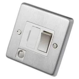 eurolite Eurolite 13A DP Switched Fused Spur F/Outlet Metal / White Insert Satin Stainless Steel - eurolite Eurolite 13A DP Switched Fused Spur F/Outlet Metal / White Insert Satin Stainless Steel