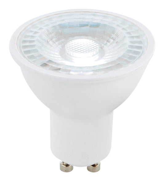 GU10 LED bulb, white, dimmable, 6000K, spotlight with clear reflector lens