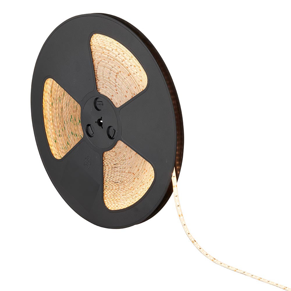 LED strip light on black reel, ideal for home and commercial electrical lighting