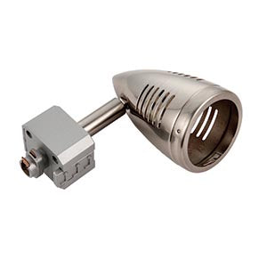 Brushed metal LED spotlight head for track lighting, modern adjustable fixture