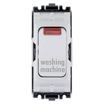 White double pole 1-way grid switch with neon indicator marked washing machine