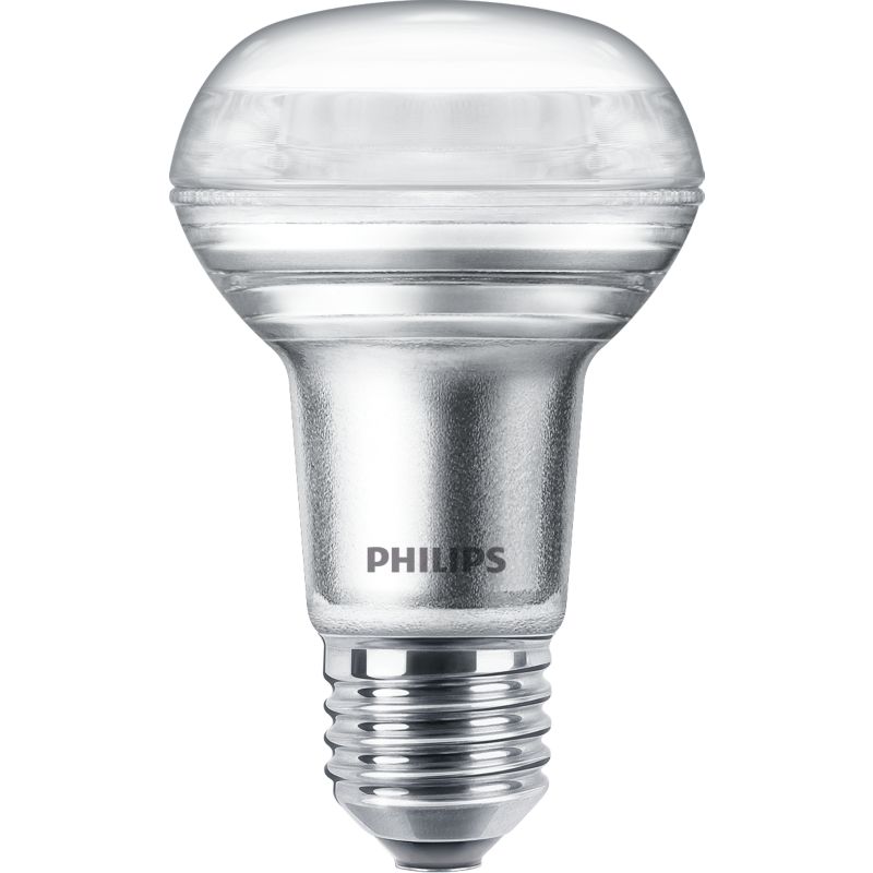 LED spotlight bulb E27 R63 silver base, ideal for home or business lighting