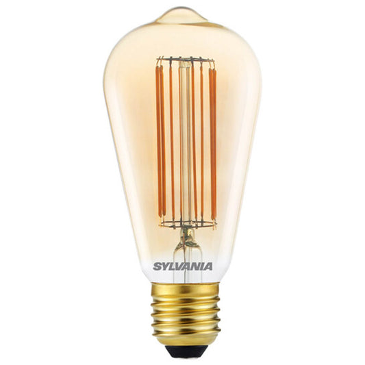 LED vintage filament light bulb with amber glass and E27 screw base