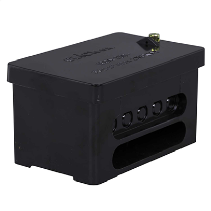 Black 2-pole electrical junction link box for wiring and electrical installations