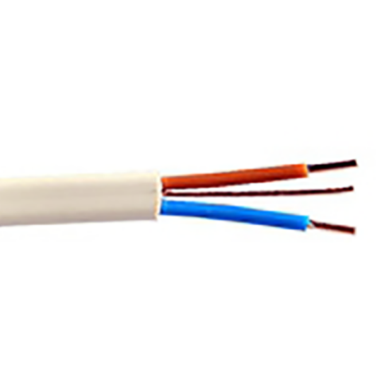 White twin and earth electrical cable with exposed copper wires for UK wiring