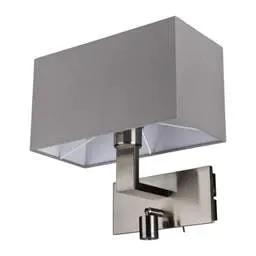 Firstlight Firstlight Raffles 2 Light Fitting with 1W LED Reading Light Brushed Steel Grey Shade - Firstlight Firstlight Raffles 2 Light Fitting with 1W LED Reading Light Brushed Steel Grey Shade