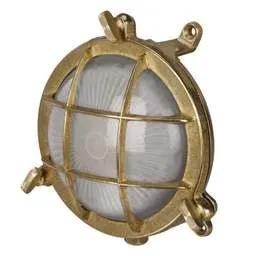 Firstlight Firstlight Nautic G9 Round Bulkhead Light with Grille Solid Brass IP64 - Firstlight Firstlight Nautic G9 Round Bulkhead Light with Grille Solid Brass IP64