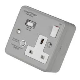 pvc back boxes PowerBreaker 13A 1Gang RCD Type A Passive Metal Clad Socket - pvc back boxes PowerBreaker 13A 1Gang RCD Type A Passive Metal Clad Socket