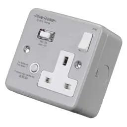 pvc back boxes PowerBreaker 13A 1 Gang 10mA RCD Type A Passive Metal Clad Socket - pvc back boxes PowerBreaker 13A 1 Gang 10mA RCD Type A Passive Metal Clad Socket