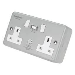 pvc back boxes PowerBreaker 13A 2 Gang RCD Type A Passive Metal Clad Socket - pvc back boxes PowerBreaker 13A 2 Gang RCD Type A Passive Metal Clad Socket