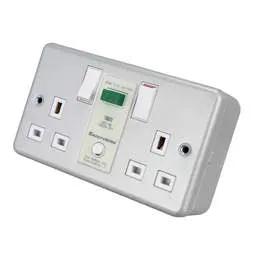 pvc back boxes Greenbrook 13A DP 2 Gang Switched RCD Socket Metal Clad - pvc back boxes Greenbrook 13A DP 2 Gang Switched RCD Socket Metal Clad