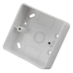 Greenbrook 1 Gang 32mm PVC Surface Pattress Back Box Round Corners with Mixed Entries White