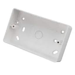 Greenbrook 2 Gang 32mm PVC Surface Pattress Back Box Round Corners with Mixed Entries White