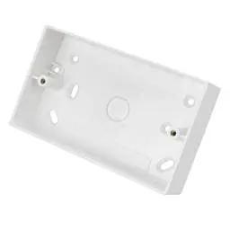 Greenbrook 2 Gang 32mm Deep PVC Surface Pattress Back Box Square Corners with Mixed Entries White