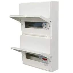 Electrical Lighting Hager 8 + 10 Dual Row Dual RCD Split Load Metal Clad Consumer Unit with Knockouts - Electrical Lighting Hager 8 + 10 Dual Row Dual RCD Split Load Metal Clad Consumer Unit with Knockouts