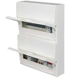 Electrical Lighting Hager 10 + 14 Twin / Multi Tariff Dual Row Metal Clad Consumer Unit with Knockouts - Electrical Lighting Hager 10 + 14 Twin / Multi Tariff Dual Row Metal Clad Consumer Unit with Knockouts
