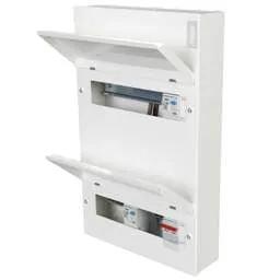 Electrical Lighting Hager 8 + 10 Dual Row Dual 100A RCD High Integrity Metal Clad Consumer Unit - Electrical Lighting Hager 8 + 10 Dual Row Dual 100A RCD High Integrity Metal Clad Consumer Unit