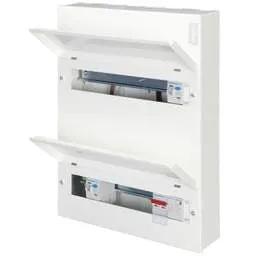 Hager Hager 10 + 14 Dual Row Dual 100A RCD High Integrity Metal Clad Consumer Unit with SPD - Design 10 Hager Hager 10 + 14 Dual Row Dual 100A RCD High Integrity Metal Clad Consumer Unit with SPD Design 10