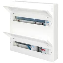 Electrical Lighting Hager 16 + 20 Dual Row Dual 100A RCD High Integrity Metal Clad Consumer Unit with SPD - Electrical Lighting Hager 16 + 20 Dual Row Dual 100A RCD High Integrity Metal Clad Consumer Unit with SPD