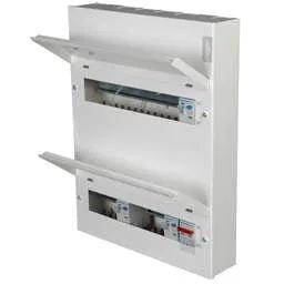 Electrical Lighting Hager 10 + 14 Dual Tariff Dual Row Metal Clad Consumer Unit - Electrical Lighting Hager 10 + 14 Dual Tariff Dual Row Metal Clad Consumer Unit