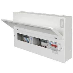 Electrical Lighting Hager 6 + 6 Dual 100A RCD Split Load Metal Clad Consumer Unit with Round Knockouts - Design 10 Electrical Lighting Hager 6 + 6 Dual 100A RCD Split Load Metal Clad Consumer Unit with Round Knockouts Design 10