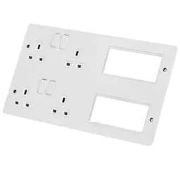 Electrical Lighting Hager Sollysta 8 Module Lounge Front Plate with 2 x 13A Double Sockets White Metal - Electrical Lighting Hager Sollysta 8 Module Lounge Front Plate with 2 x 13A Double Sockets White Metal