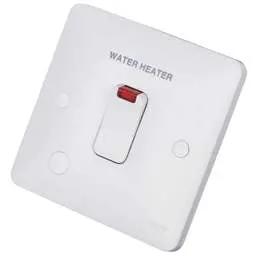 Electrical Lighting Hager Sollysta 20A DP Switch with Neon and Flex Outlet marked Water Heater White - Electrical Lighting Hager Sollysta 20A DP Switch with Neon and Flex Outlet marked Water Heater White