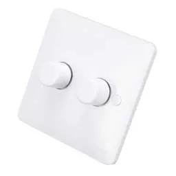 Electrical Lighting Hager Sollysta 250W 2 Gang 2 Way LED Dimmer White - Electrical Lighting Hager Sollysta 250W 2 Gang 2 Way LED Dimmer White