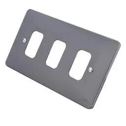 Electrical Lighting Hager Sollysta 3 Gang Grid Plate Part M Grey - Electrical Lighting Hager Sollysta 3 Gang Grid Plate Part M Grey