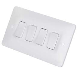 Electrical Lighting Hager Sollysta 10A 4 Gang 2 Way Light Switch White - Electrical Lighting Hager Sollysta 10A 4 Gang 2 Way Light Switch White