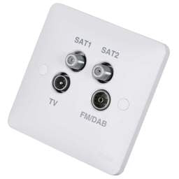 Electrical Lighting Hager Sollysta 1 Gang Quadplexer Coaxial FM / DAB and Twin Satellite Socket White - Electrical Lighting Hager Sollysta 1 Gang Quadplexer Coaxial FM / DAB and Twin Satellite Socket White