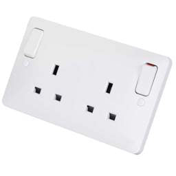Electrical Lighting Hager Sollysta 13A DP 2 Gang Switched Socket with Outboard Rockers White - Electrical Lighting Hager Sollysta 13A DP 2 Gang Switched Socket with Outboard Rockers White